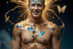 Photos of Sexy Men Playing with Colorful Fluid Art in Motion