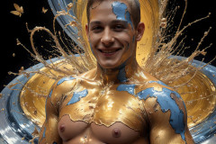 Photos of Sexy Men Playing with Colorful Fluid Art in Motion