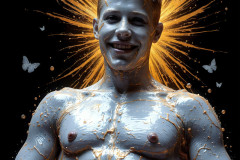 Photos of Sexy Men Playing with Colorful Fluid Art in Motion