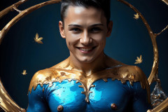 Photos of Sexy Men Playing with Colorful Fluid Art in Motion