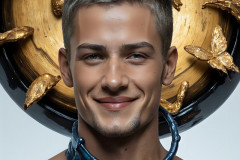 Photos of Sexy Men Playing with Colorful Fluid Art in Motion