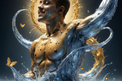 Photos of Sexy Men Playing with Colorful Fluid Art in Motion