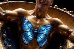 Photos of Sexy Men Playing with Colorful Fluid Art in Motion