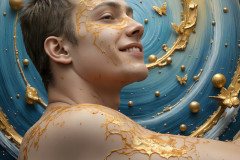 Photos of Sexy Men Playing with Colorful Fluid Art in Motion