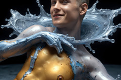 Photos of Sexy Men Playing with Colorful Fluid Art in Motion