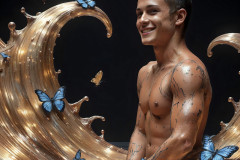 Photos of Sexy Men Playing with Colorful Fluid Art in Motion