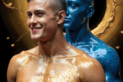 Photos of Sexy Men Playing with Colorful Fluid Art in Motion