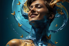 Photos of Sexy Men Playing with Colorful Fluid Art in Motion