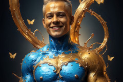 Photos of Sexy Men Playing with Colorful Fluid Art in Motion