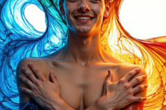 Photos of Sexy Men Playing with Colorful Fluid Art in Motion