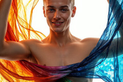 Photos of Sexy Men Playing with Colorful Fluid Art in Motion