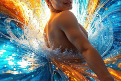 Photos of Sexy Men Playing with Colorful Fluid Art in Motion