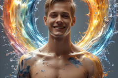Photos of Sexy Men Playing with Colorful Fluid Art in Motion