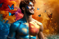 Abstract Male Art Ai Photos of Beautiful Men Enveloped by Colors