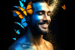 Abstract Male Art Ai Photos of Beautiful Men Enveloped by Colors