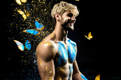Abstract Male Art Ai Photos of Beautiful Men Enveloped by Colors