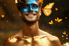 Abstract Male Art Ai Photos of Beautiful Men Enveloped by Colors