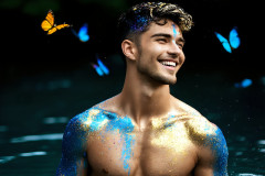 Abstract Male Art Ai Photos of Beautiful Men Enveloped by Colors