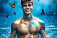 Abstract Male Art Ai Photos of Beautiful Men Enveloped by Colors