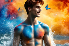 Abstract Male Art Ai Photos of Beautiful Men Enveloped by Colors