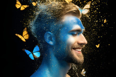 Abstract Male Art Ai Photos of Beautiful Men Enveloped by Colors
