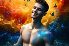 Abstract Male Art Ai Photos of Beautiful Men Enveloped by Colors