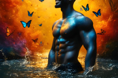 Abstract Male Art Ai Photos of Beautiful Men Enveloped by Colors