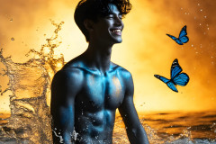 Abstract Male Art Ai Photos of Beautiful Men Enveloped by Colors