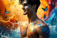 Abstract Male Art Ai Photos of Beautiful Men Enveloped by Colors