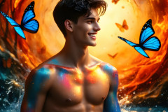 Abstract Male Art Ai Photos of Beautiful Men Enveloped by Colors