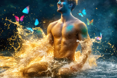 Abstract Male Art Ai Photos of Beautiful Men Enveloped by Colors
