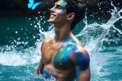 Abstract Male Art Ai Photos of Beautiful Men Enveloped by Colors