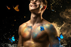 Abstract Male Art Ai Photos of Beautiful Men Enveloped by Colors