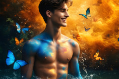 Abstract Male Art Ai Photos of Beautiful Men Enveloped by Colors
