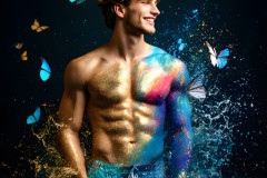 Abstract Male Art Ai Photos of Beautiful Men Enveloped by Colors
