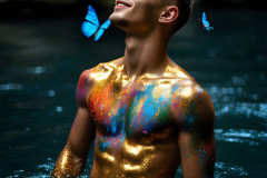 Abstract Male Art Ai Photos of Beautiful Men Enveloped by Colors