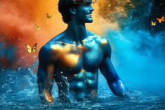 Abstract Male Art Ai Photos of Beautiful Men Enveloped by Colors