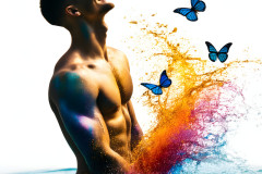 Abstract Male Art Ai Photos of Beautiful Men Enveloped by Colors