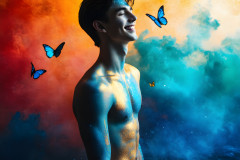 Abstract Male Art Ai Photos of Beautiful Men Enveloped by Colors