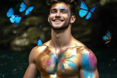 Abstract Male Art Ai Photos of Beautiful Men Enveloped by Colors