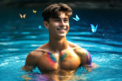 Abstract Male Art Ai Photos of Beautiful Men Enveloped by Colors