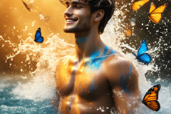 Abstract Male Art Ai Photos of Beautiful Men Enveloped by Colors