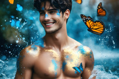 Abstract Male Art Ai Photos of Beautiful Men Enveloped by Colors