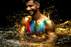 Abstract Male Art Ai Photos of Beautiful Men Enveloped by Colors