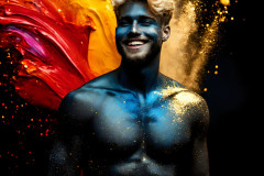 Abstract Male Art Ai Photos of Beautiful Men Enveloped by Colors