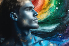 Abstract Male Art Ai Photos of Beautiful Men Enveloped by Colors