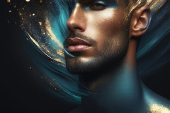 Abstract Male Art Ai Photos of Beautiful Men Enveloped by Colors
