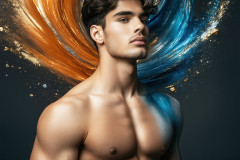 Abstract Male Art Ai Photos of Beautiful Men Enveloped by Colors