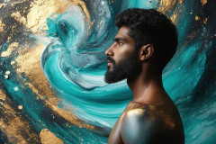 Abstract Male Art Ai Photos of Beautiful Men Enveloped by Colors