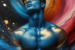 Abstract Male Art Ai Photos of Beautiful Men Enveloped by Colors